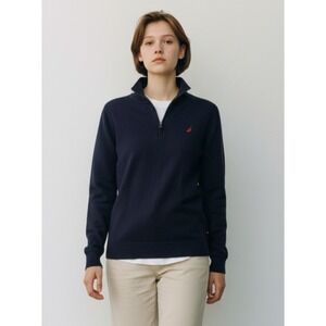 Nautica Kids Unisex Quarter Zip Long Sleeve Pullover T-Shirt Navy Size S (8)